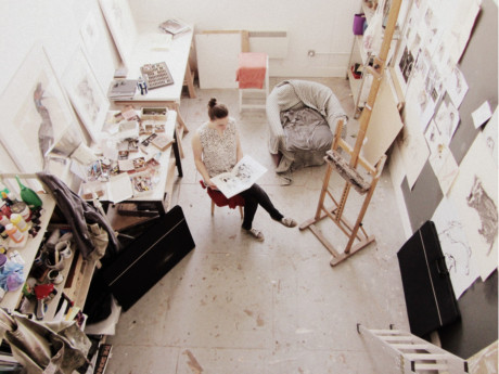 Lara Scouller, artist, dundee, inside studio, artist studio, scotland, drawing, 2013,