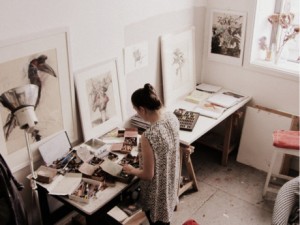 Lara Scouller, artist, dundee, inside studio, artist studio, scotland, drawing, 2013, uk, creative spaces, working spaces, art