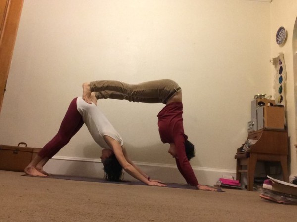 Penny and Morgan - Yoga poses
