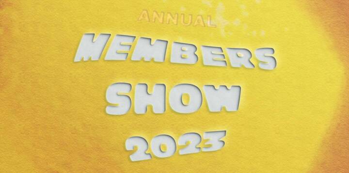 Textured yellow background with white centred text that reads MEMBERS SHOW 2023.